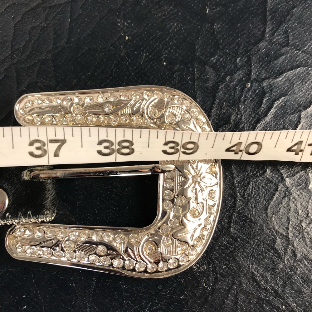 Vintage Black Studded Western Belt with Silver Buckle - Picture 5 of 5